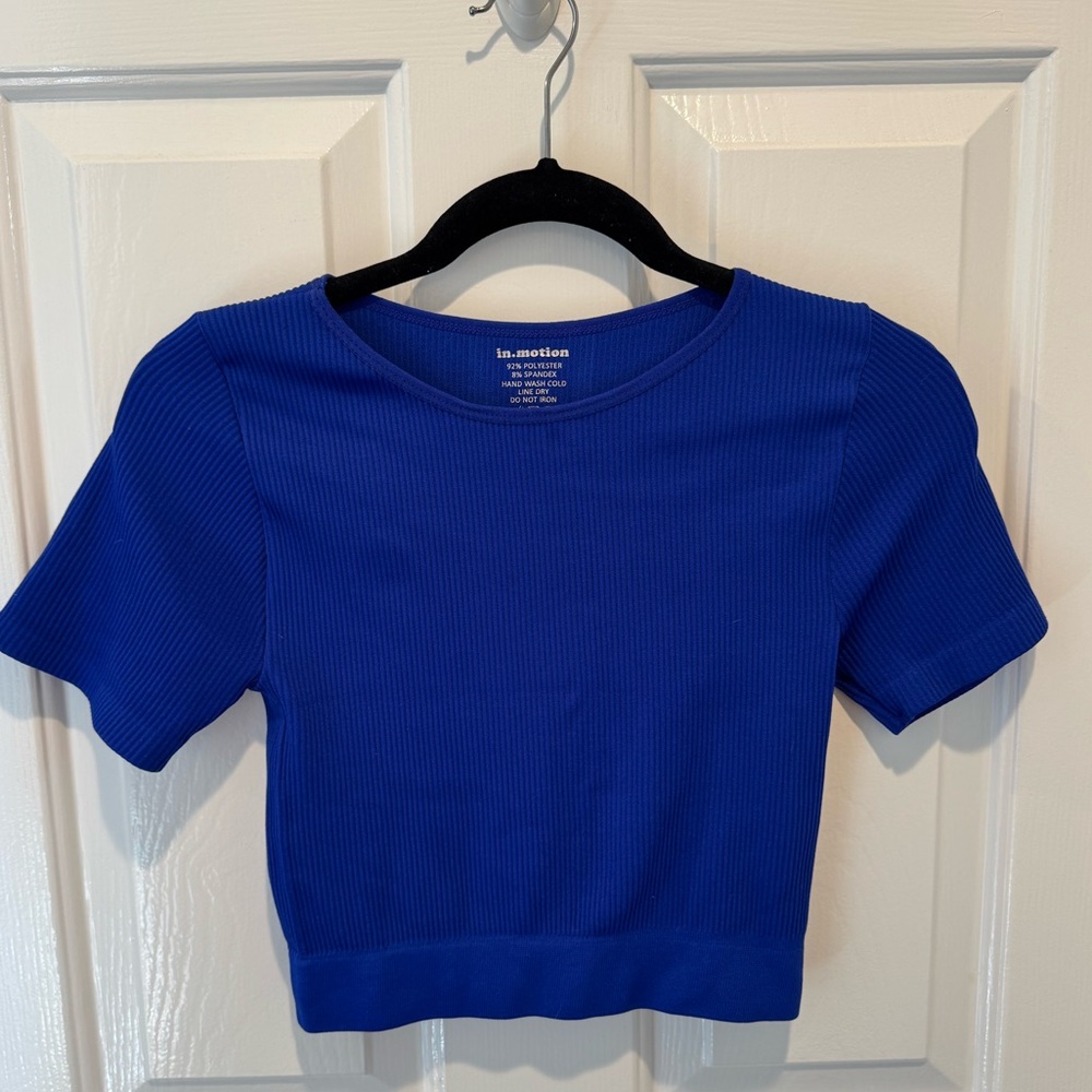 In Motion Royal Blue Ribbed Crop Top Size M
